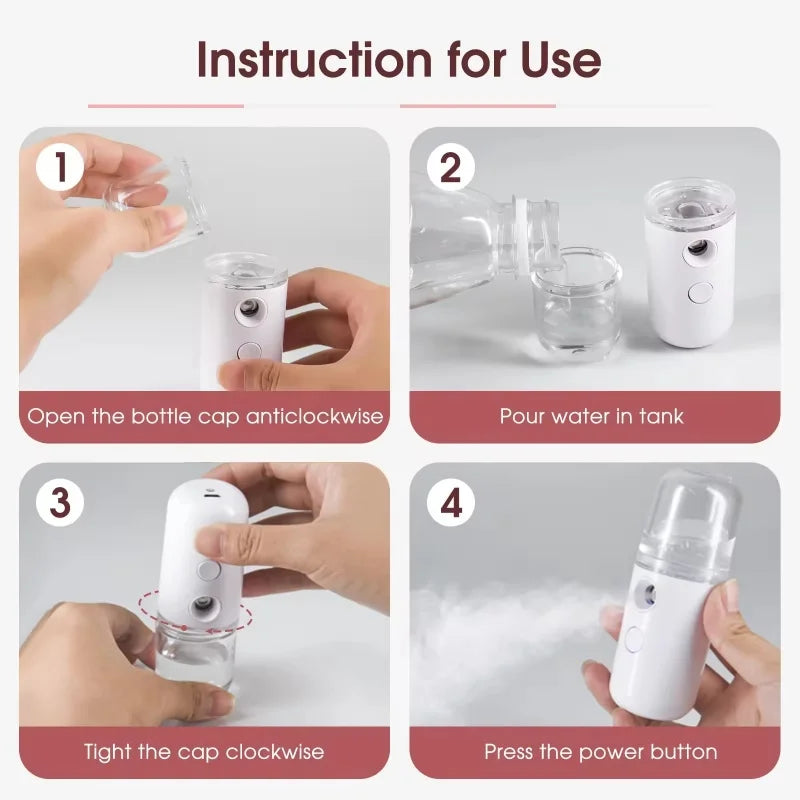Luvia Mini Gesichtsdampfer – Tragbarer Nano-Hydrator mit Kaltnebel & USB-Aufladung