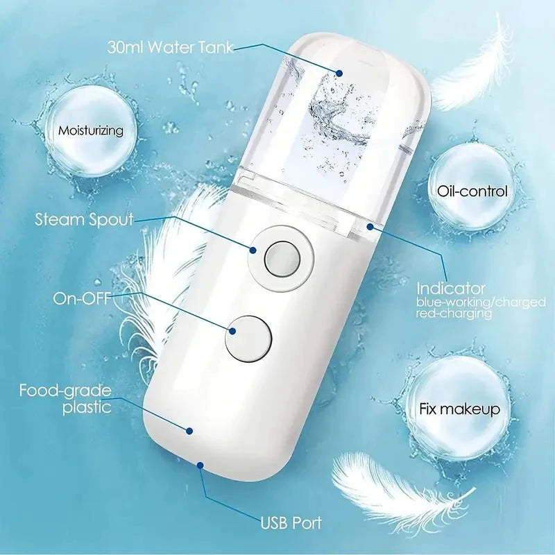 Luvia Mini Gesichtsdampfer – Tragbarer Nano-Hydrator mit Kaltnebel & USB-Aufladung