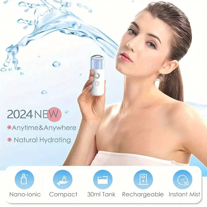 Luvia Mini Gesichtsdampfer – Tragbarer Nano-Hydrator mit Kaltnebel & USB-Aufladung
